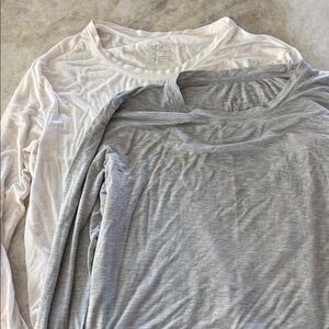 BOODY Lightweight Long Sleeve Tee Duo - White & Heather Gray